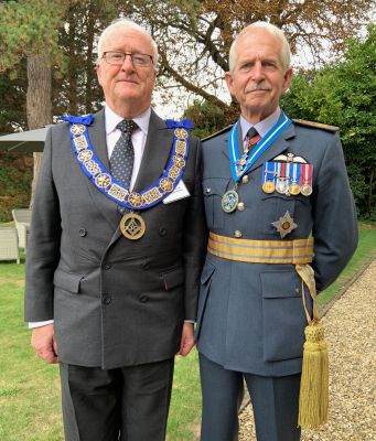22 September 2022 – With Tim Henderson-Ross, Provincial Grand Master of the Provincial Grand Lodge of Gloucestershire following ‘Making a Difference’ Charity Presentation.