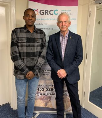 21 November 2022 – Meeting the Armed Forces Social Prescriber in Gloucestershire, Denis Mutisya, at the offices of GRCC.