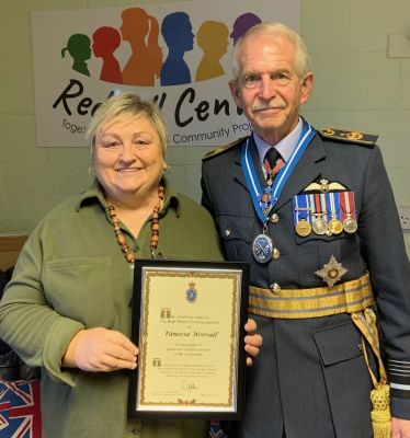 23 November 2022 – Vanessa Worrall, force of nature at the Redwell Centre in Matson, receives a High Sheriff’s Award for her services to the community.