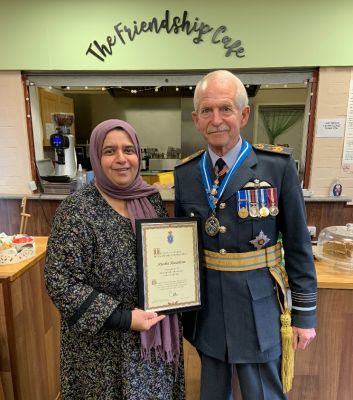 23 November 2022 – Aysha Randera, The Friendship Café, Gloucester, receives a High Sheriff’s Award for her services to the community.